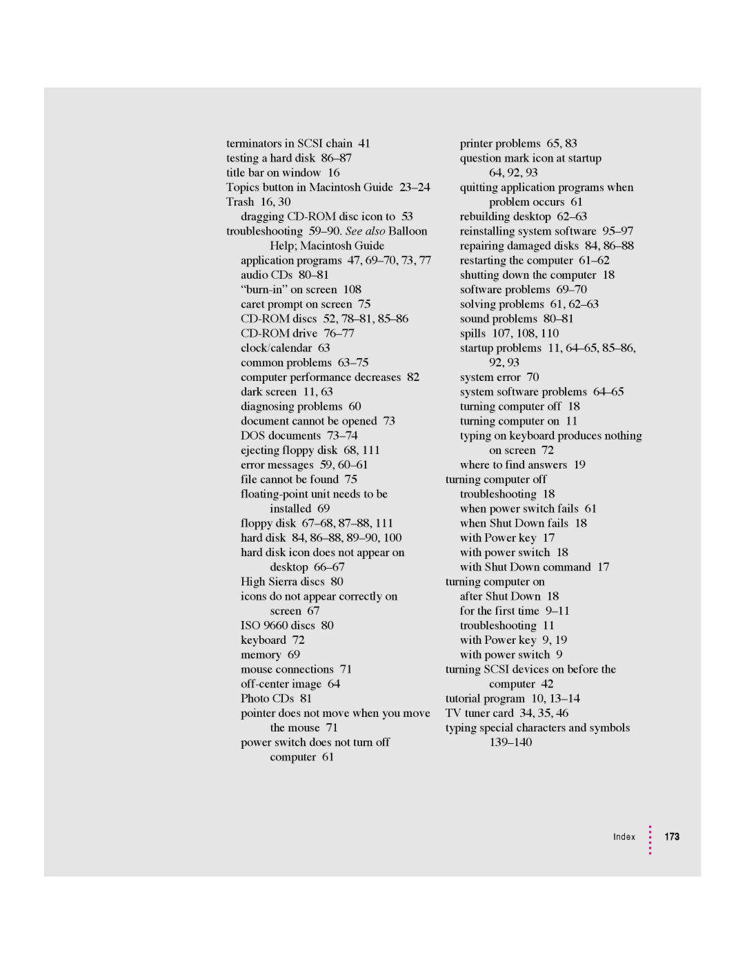 Apple 5400 Series manual Index 