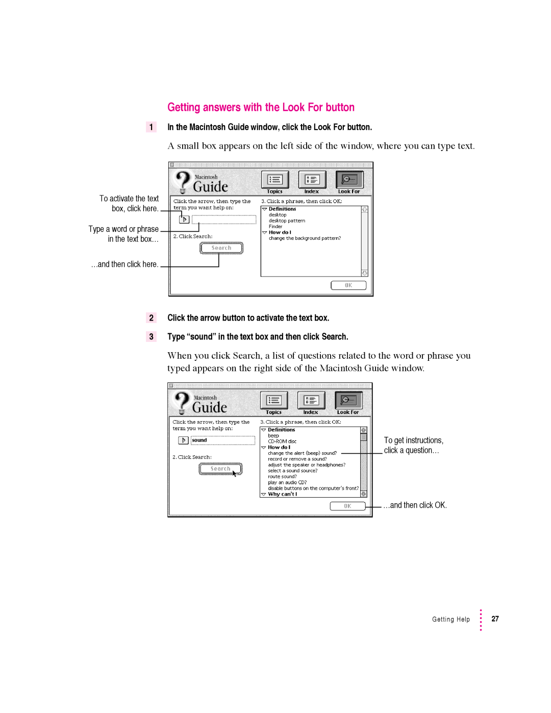 Apple 5400 Series manual Getting answers with the Look For button 