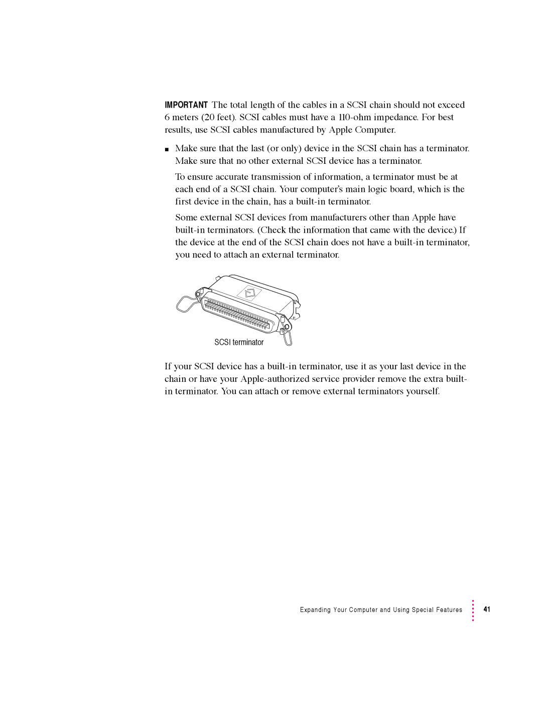 Apple 5400 Series manual Scsi terminator 