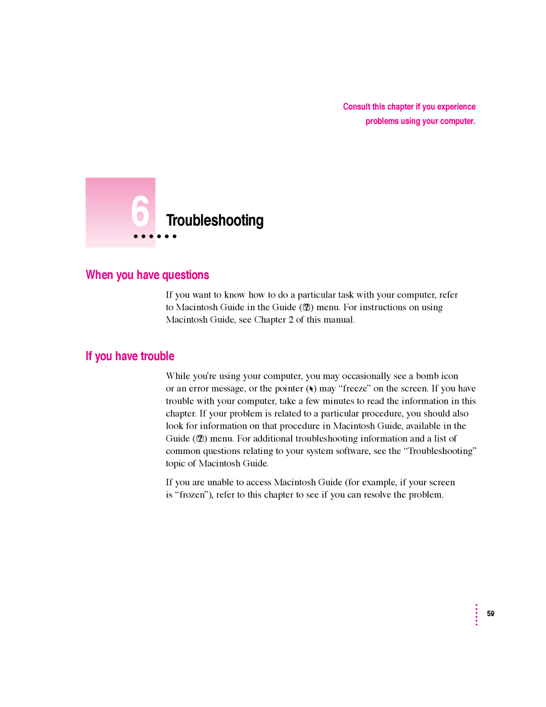 Apple 5400 Series manual Troubleshooting, When you have questions, If you have trouble 