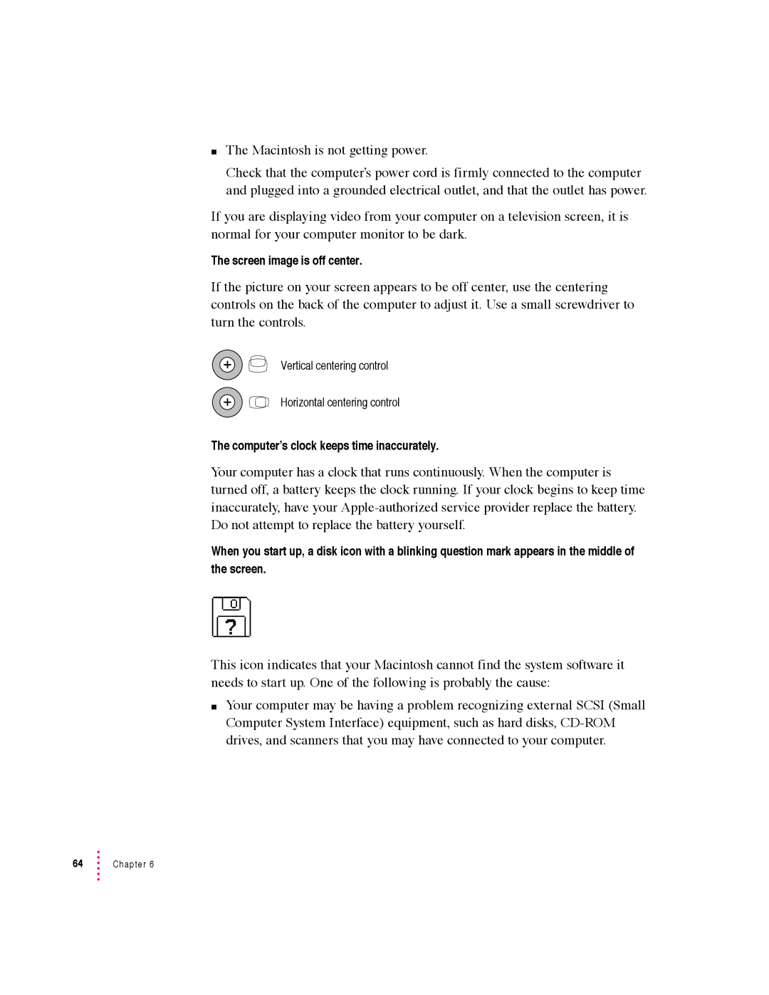 Apple 5400 Series manual Screen image is off center 