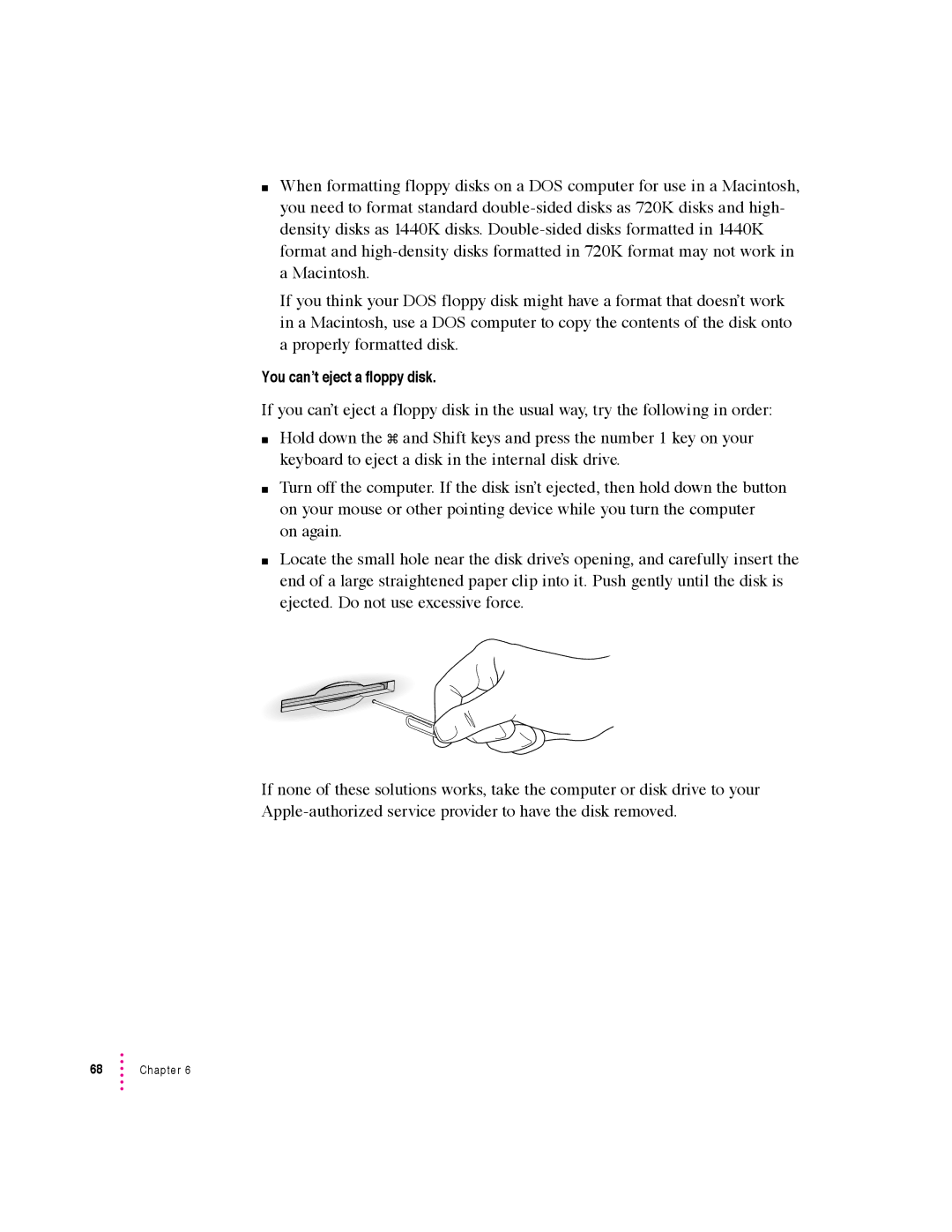 Apple 5400 Series manual You can’t eject a floppy disk 