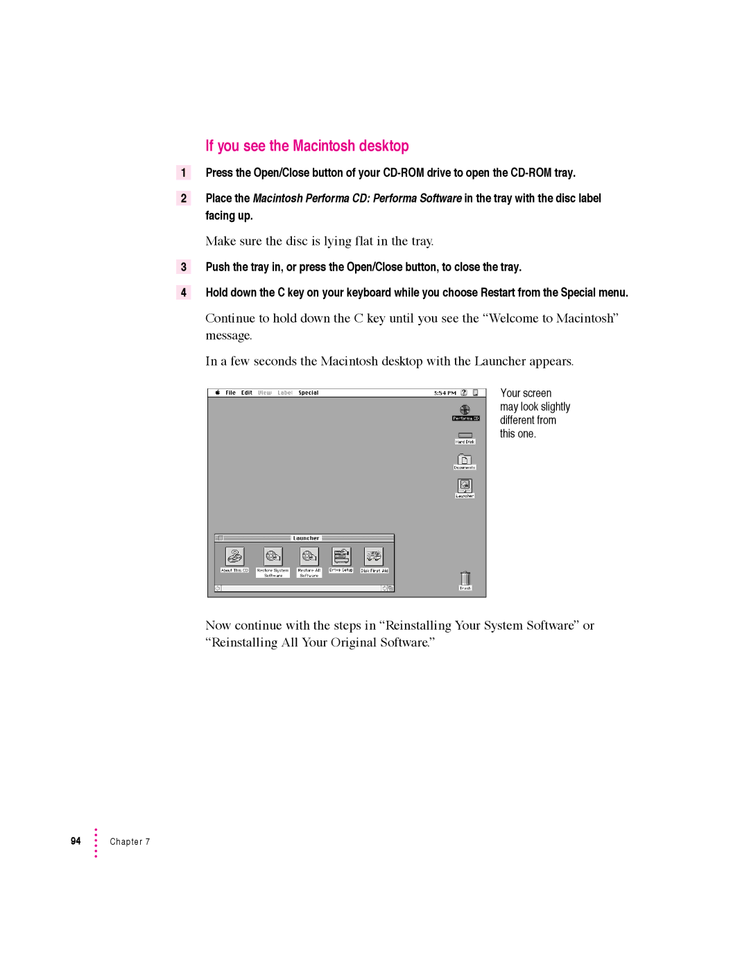 Apple 5400 Series manual If you see the Macintosh desktop 