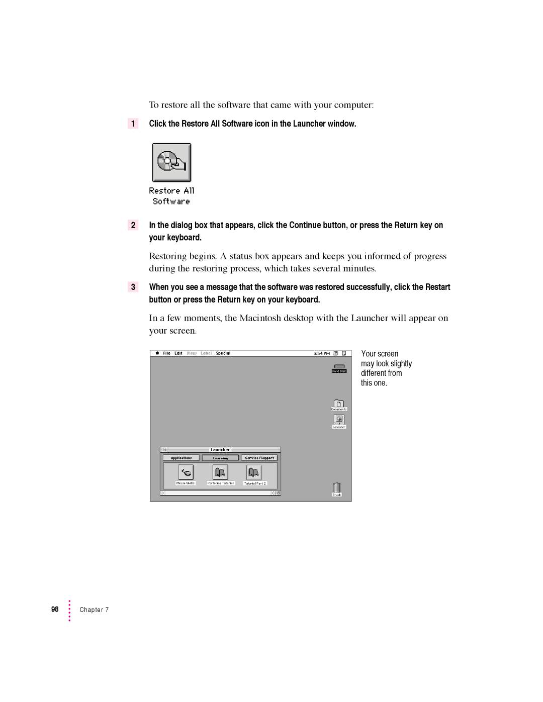 Apple 5400 Series manual To restore all the software that came with your computer 