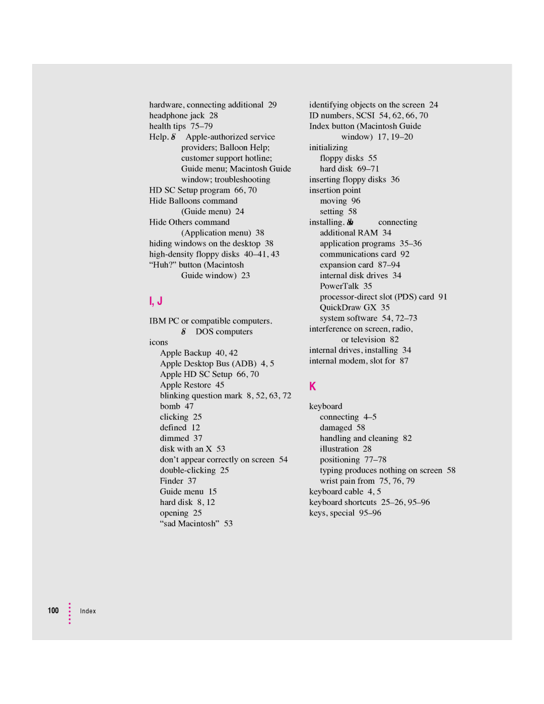 Apple 550 series, 570 series manual Index 