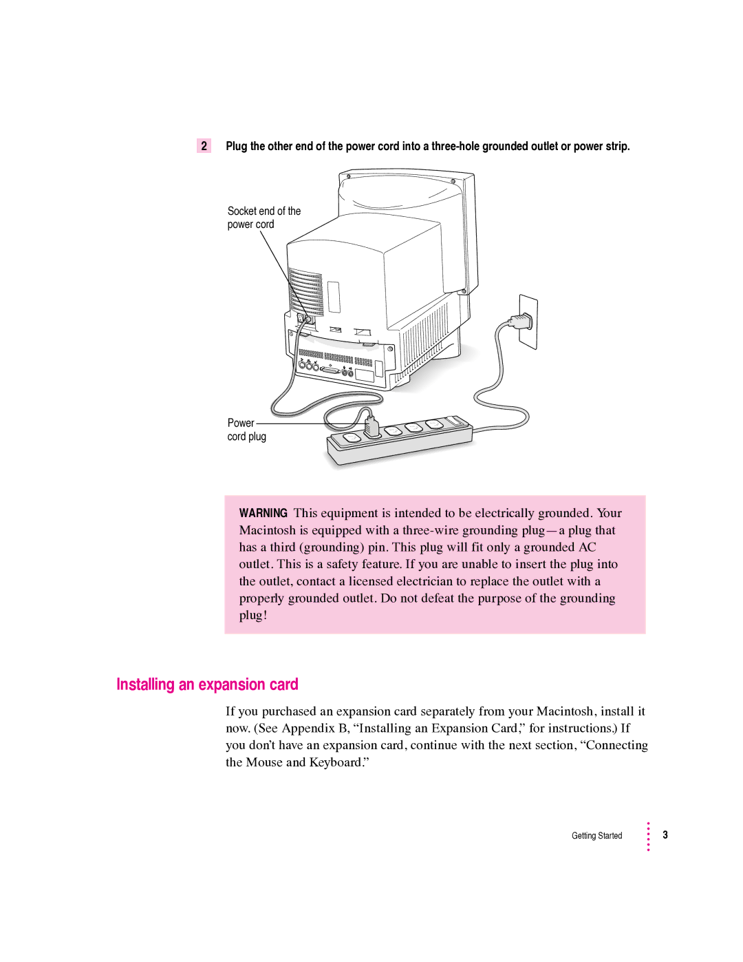 Apple 570 series, 550 series manual Installing an expansion card 