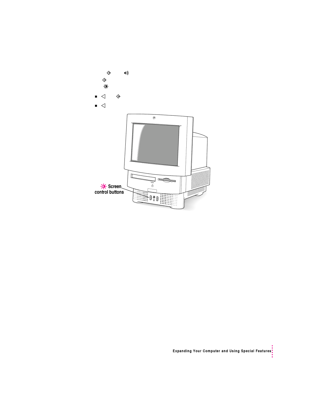 Apple 570 series, 550 series manual Using the screen control buttons on your computer 