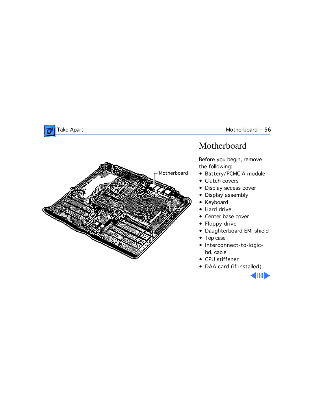 Apple 550C manual Motherboard 