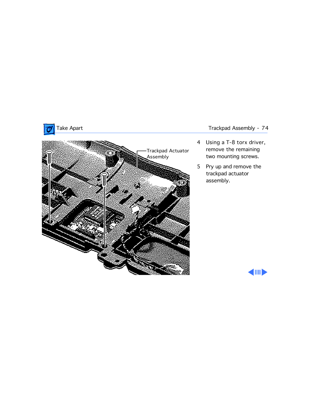 Apple 550C manual Trackpad Actuator Assembly 