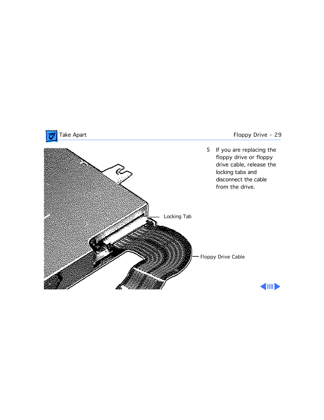 Apple 550C manual Locking Tab Floppy Drive Cable 