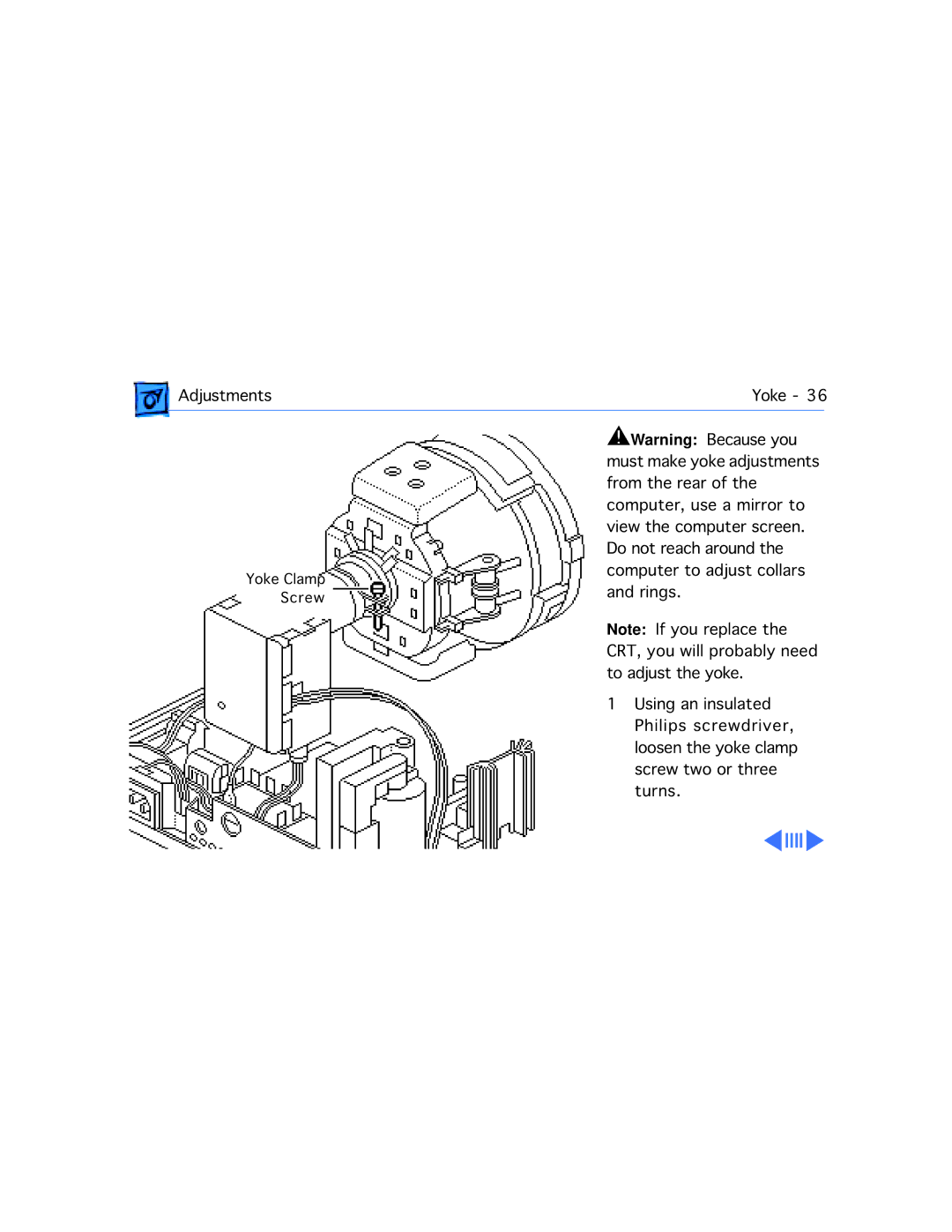 Apple 577, 575, 560, 550, 500, 578 manual Adjustments Yoke 