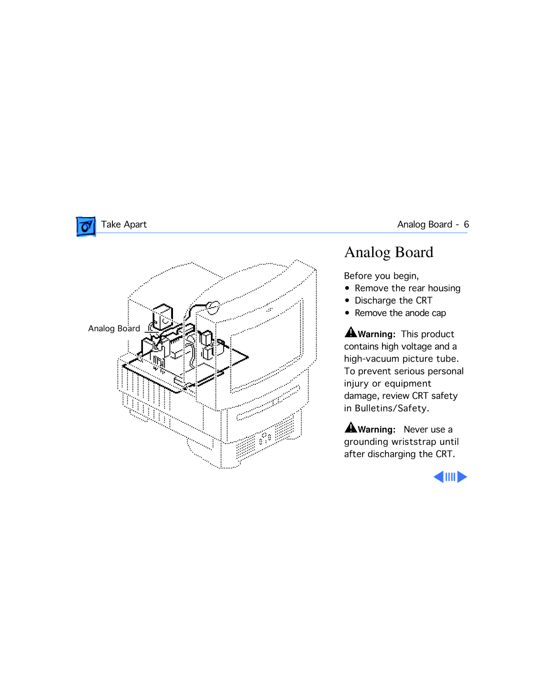 Apple 578, 575, 577, 560, 550, 500 manual Analog Board 