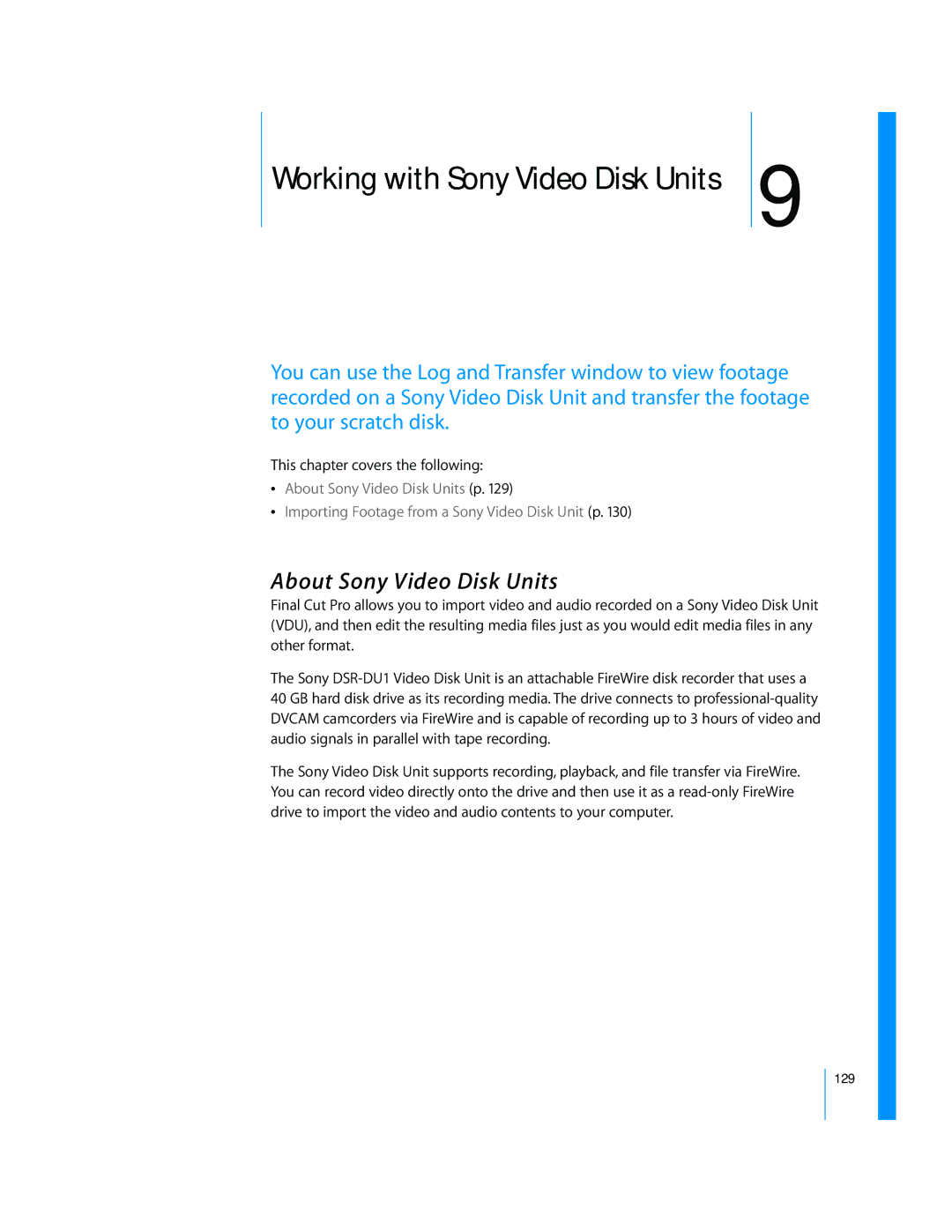 Apple 6 manual 9Working with Sony Video Disk Units, About Sony Video Disk Units 