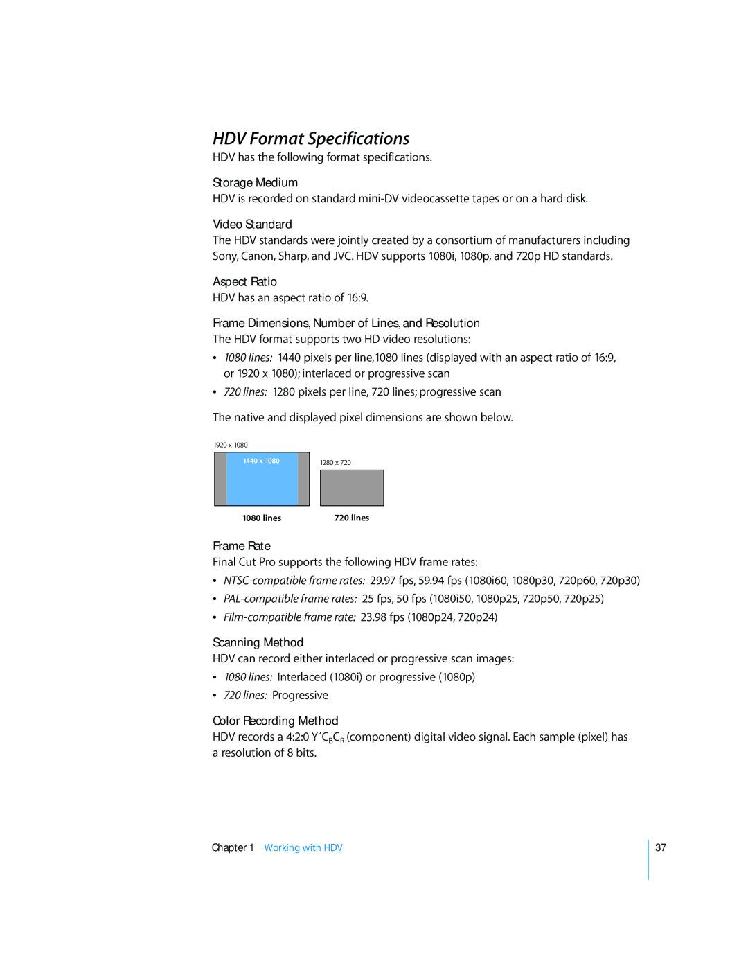 Apple 6 manual HDV Format Specifications 