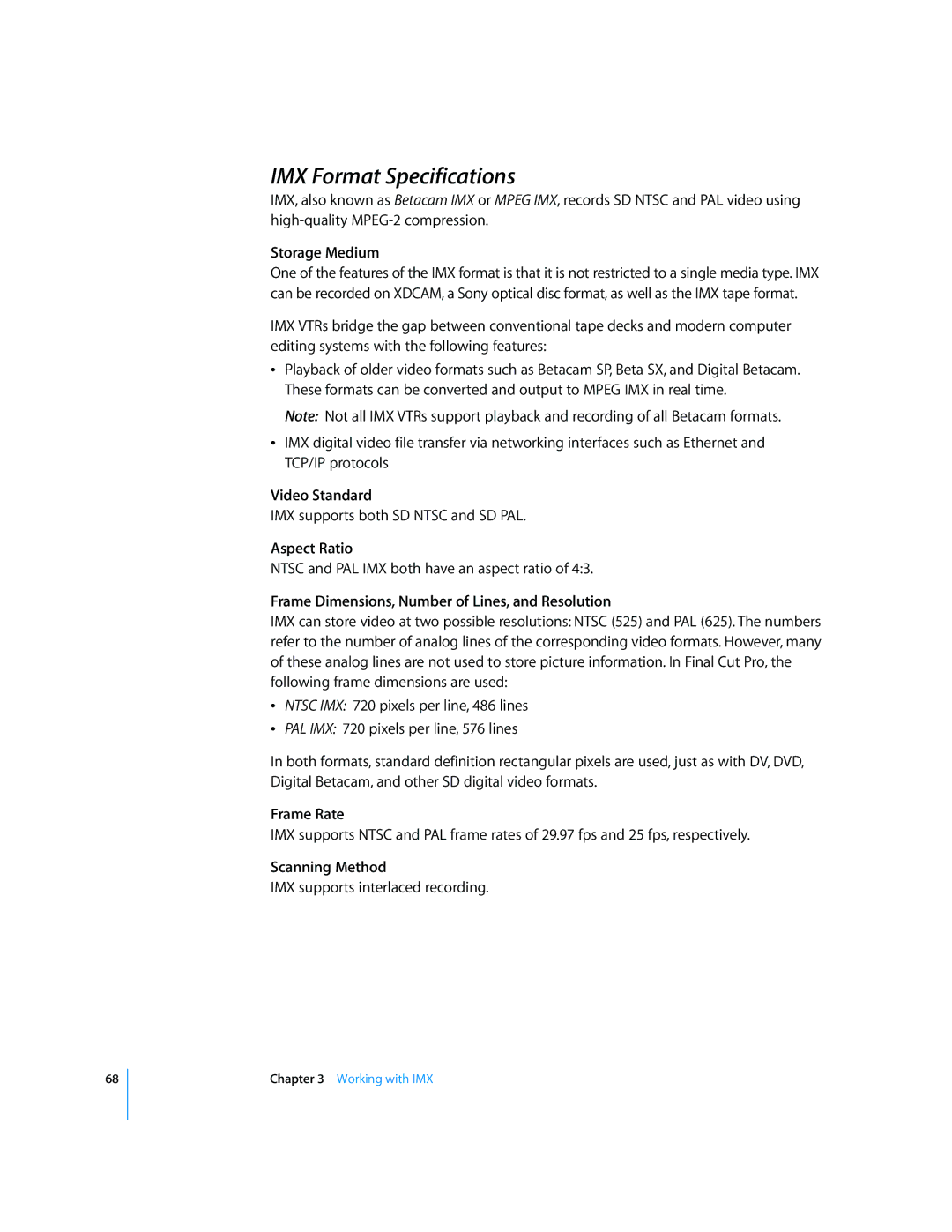 Apple 6 manual IMX Format Specifications, Storage Medium 