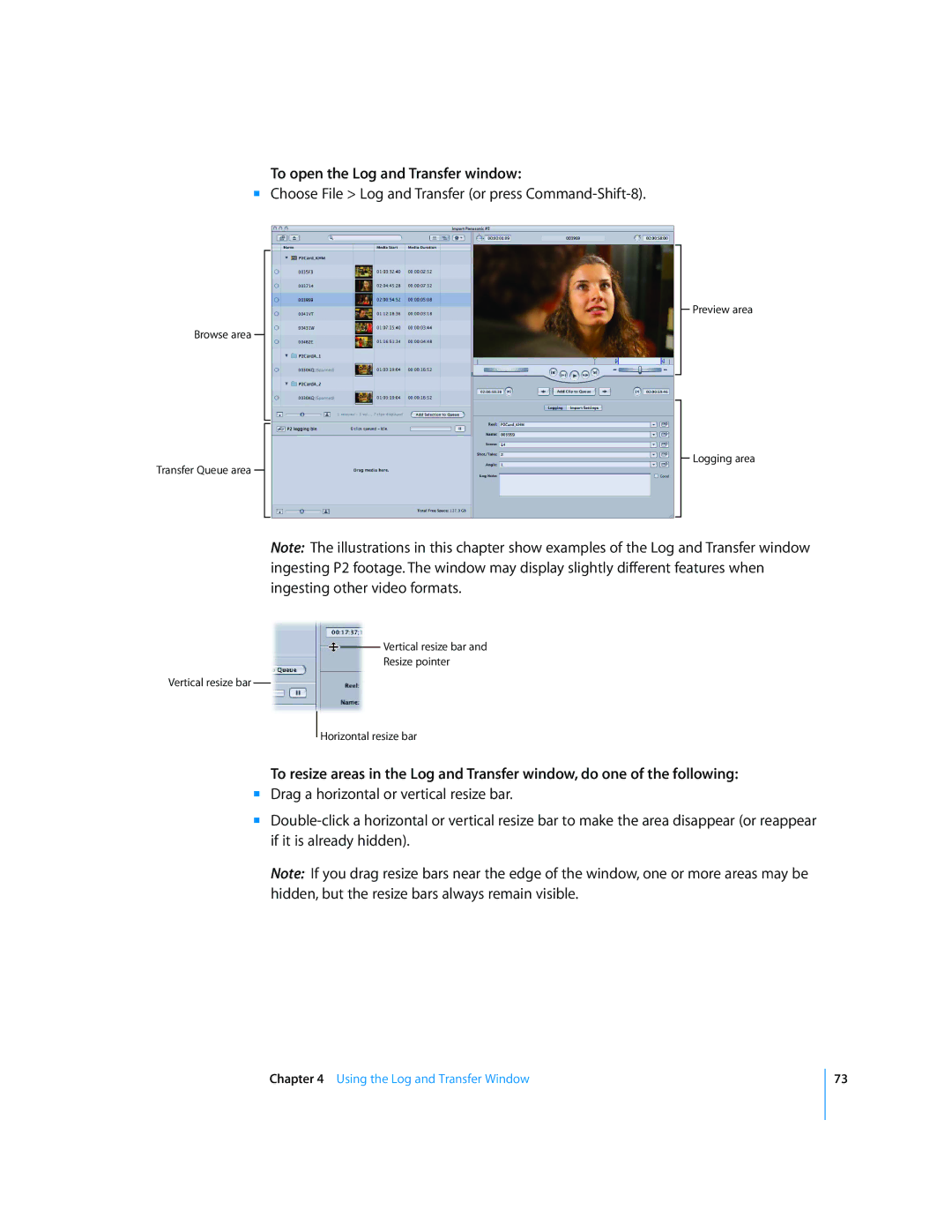 Apple 6 manual To open the Log and Transfer window, Choose File Log and Transfer or press Command-Shift-8 