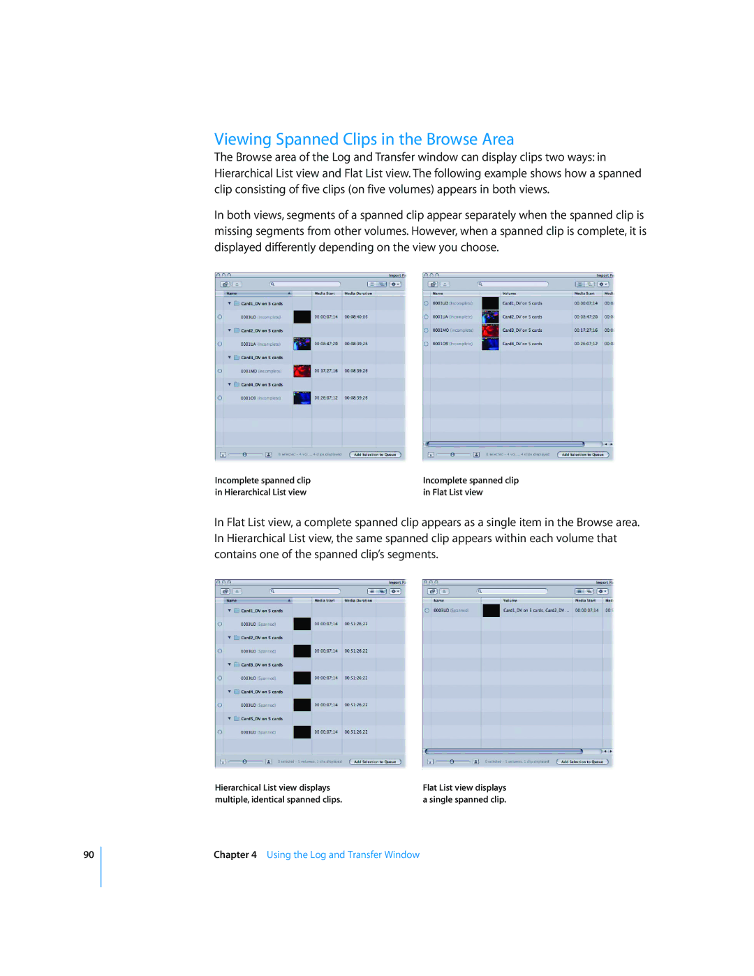 Apple 6 manual Viewing Spanned Clips in the Browse Area 