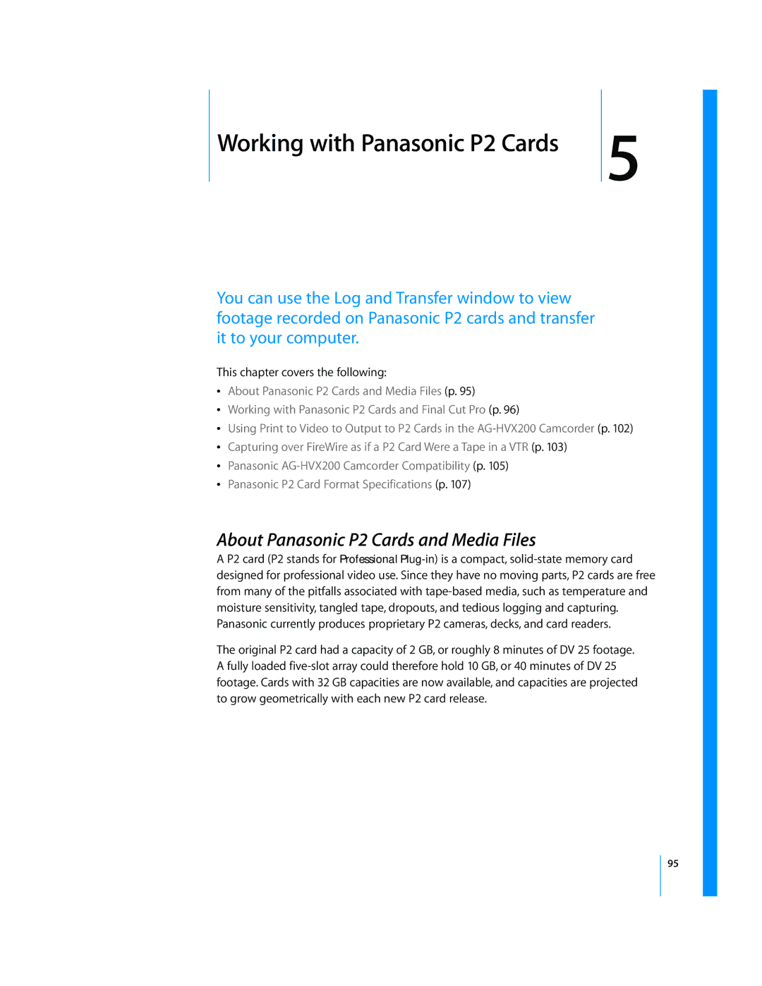 Apple 6 manual 5Working with Panasonic P2 Cards, About Panasonic P2 Cards and Media Files 