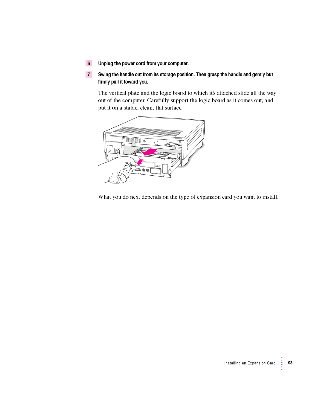 Apple 600 series manual Installing an Expansion Card 