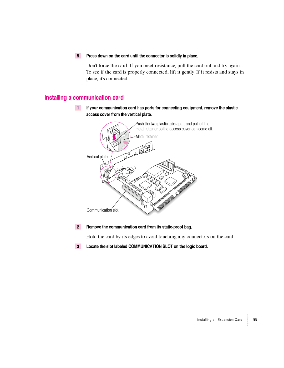 Apple 600 series manual Installing a communication card 