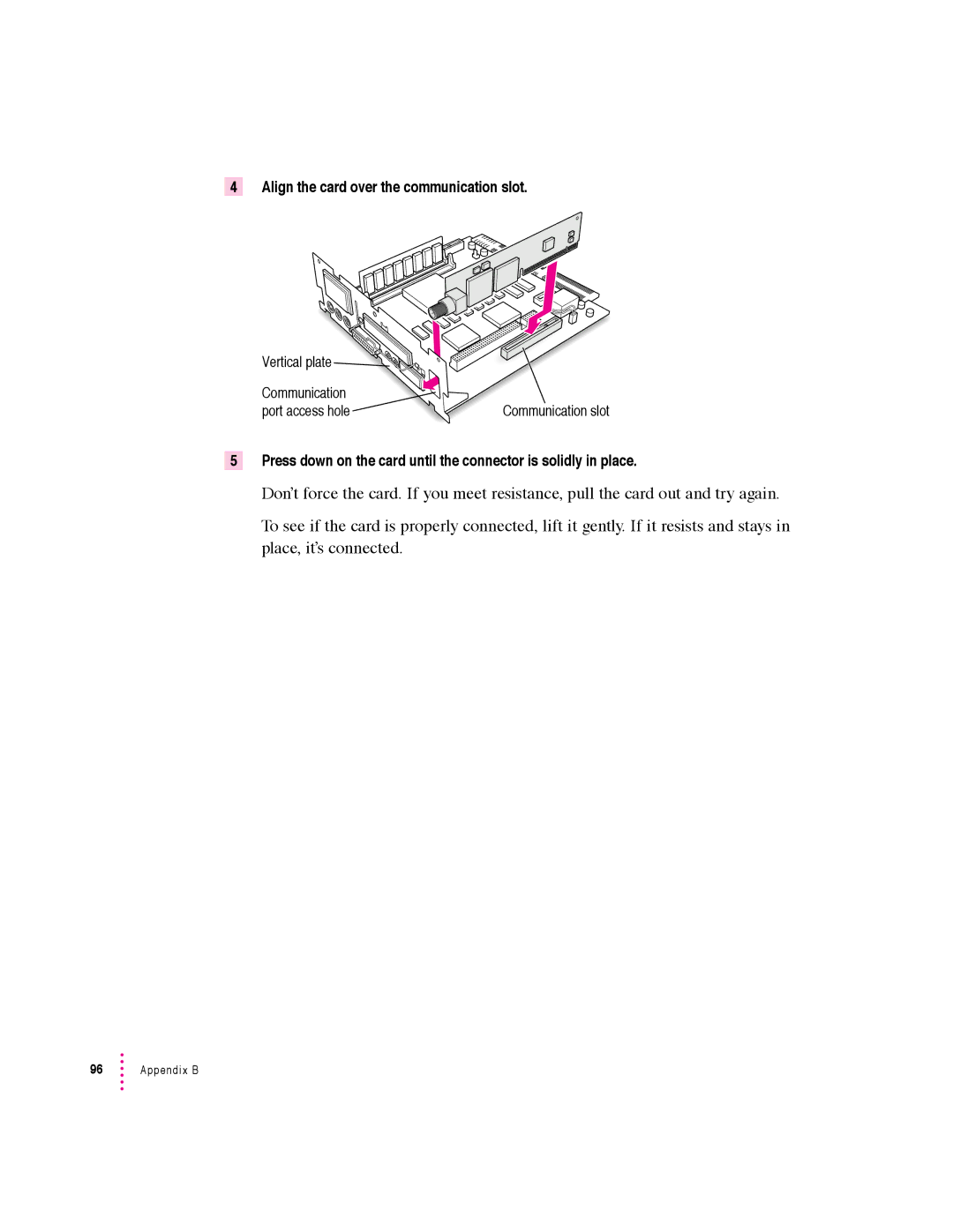 Apple 600 series manual Align the card over the communication slot 