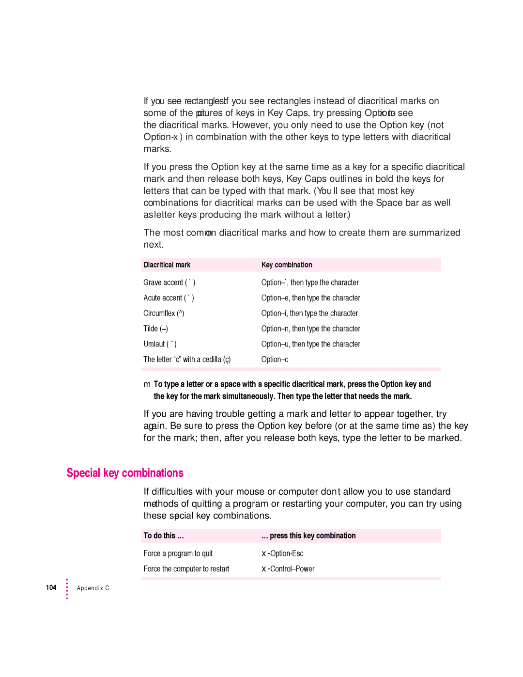 Apple 600 series manual Special key combinations, To do this … … press this key combination 