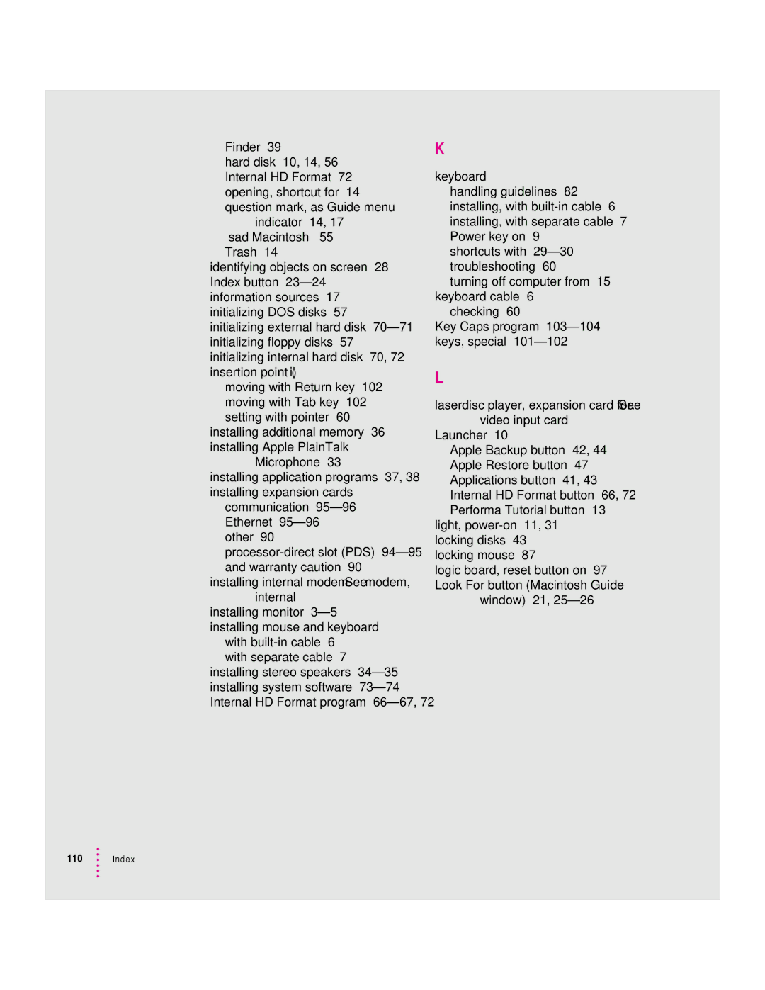 Apple 600 series manual Index 