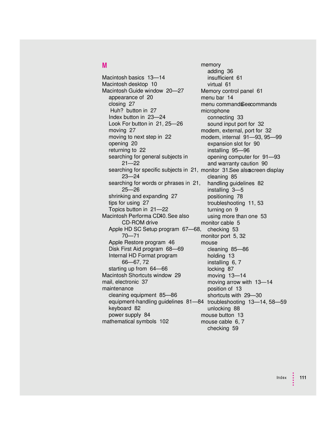 Apple 600 series manual Index 