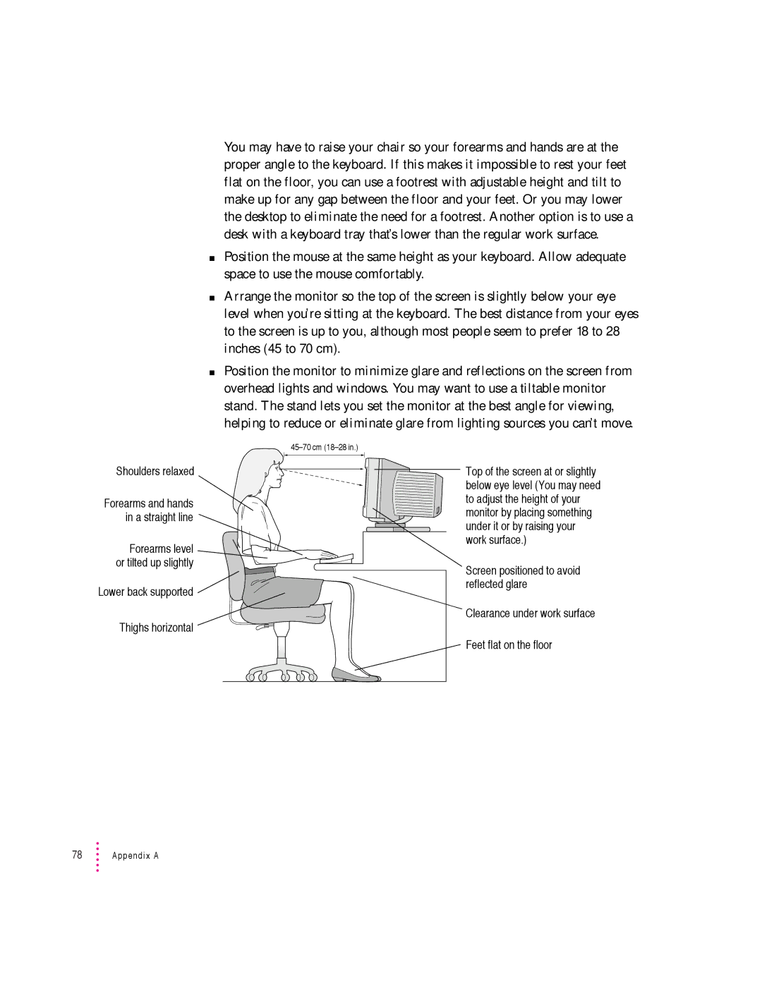 Apple 600 series manual Shoulders relaxed 