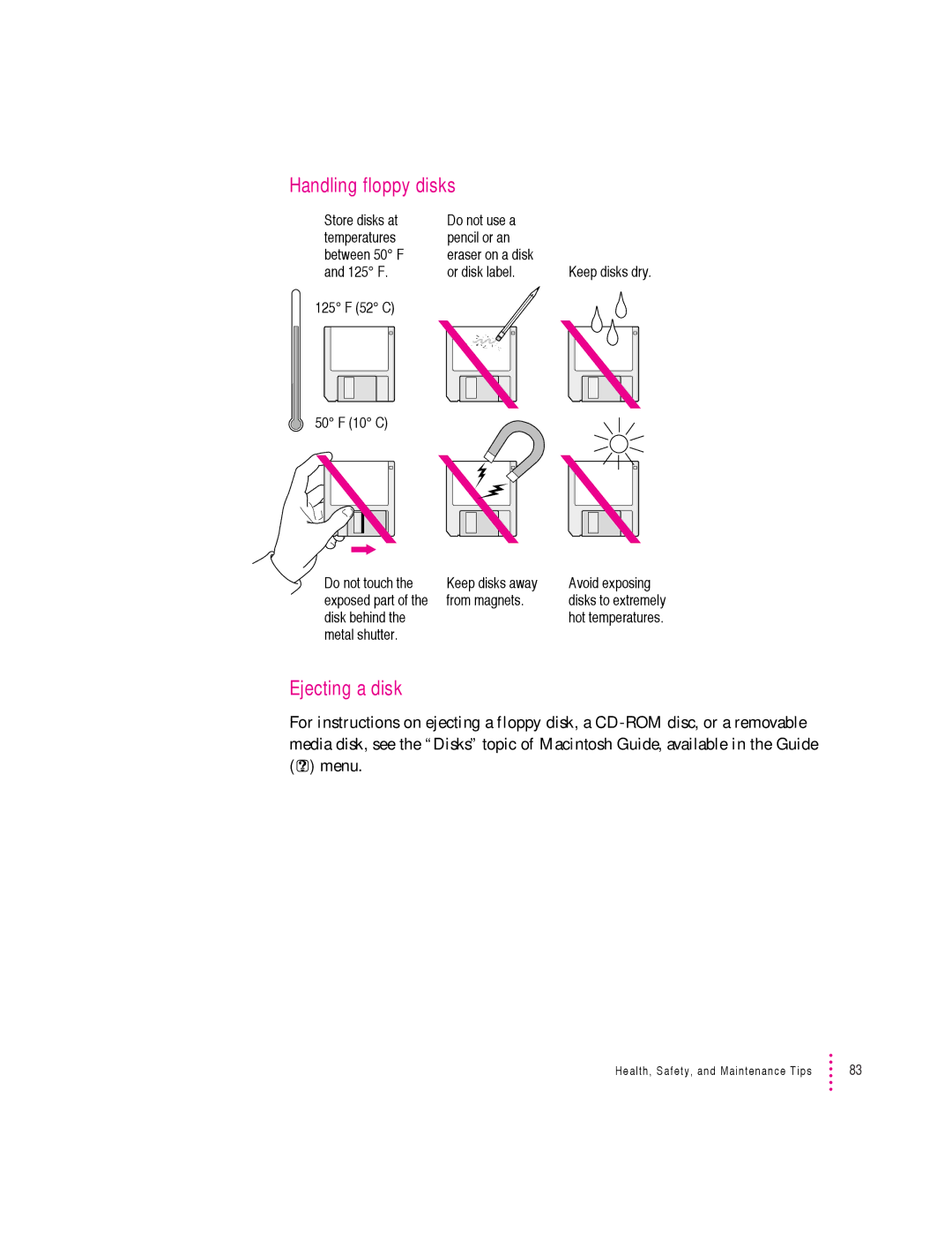 Apple 600 series manual Handling floppy disks, Ejecting a disk 