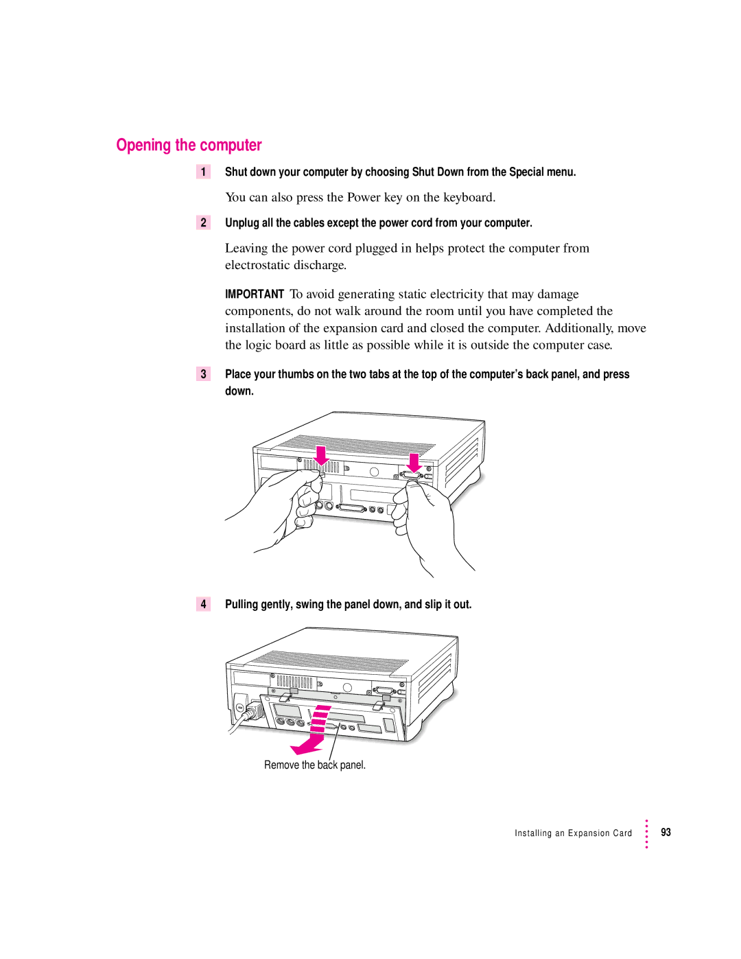 Apple 6200 series manual Opening the computer, You can also press the Power key on the keyboard 