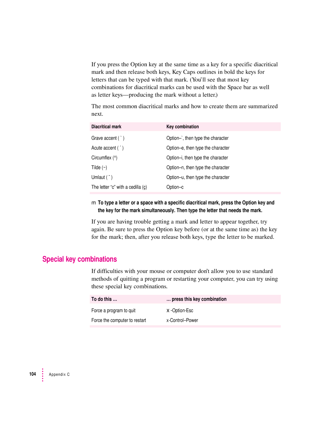 Apple 6200 series manual Special key combinations, To do this … … press this key combination 