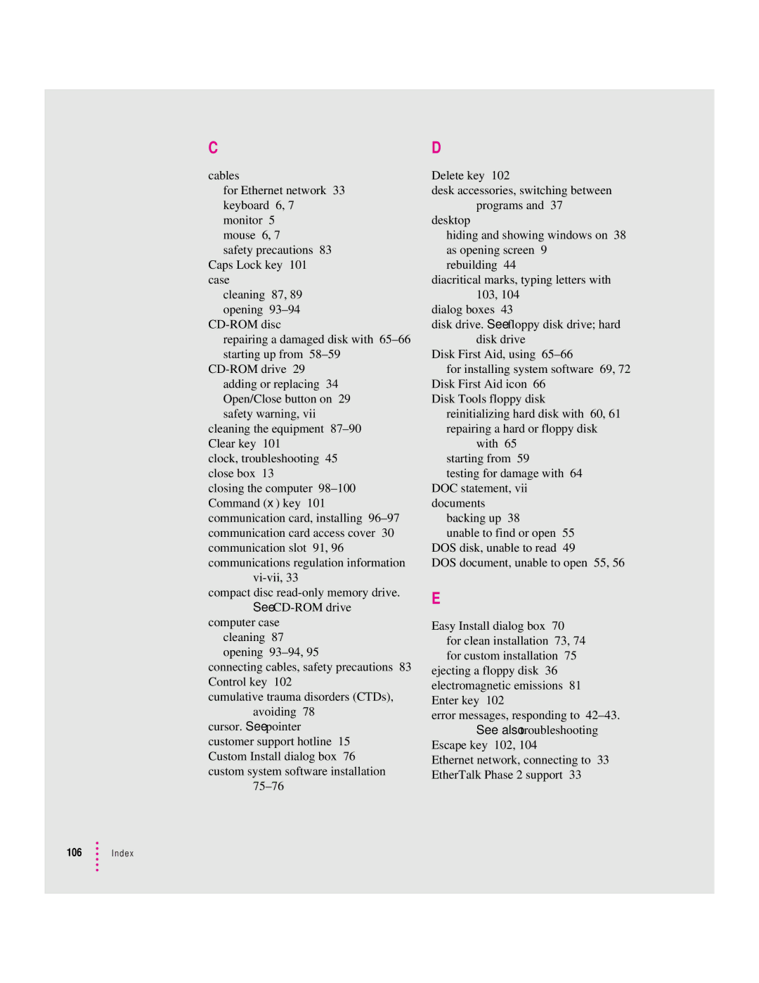 Apple 6200 series manual Index 