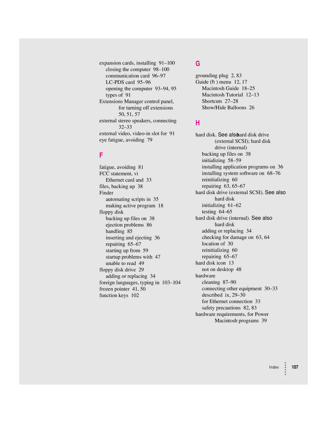 Apple 6200 series manual Index 