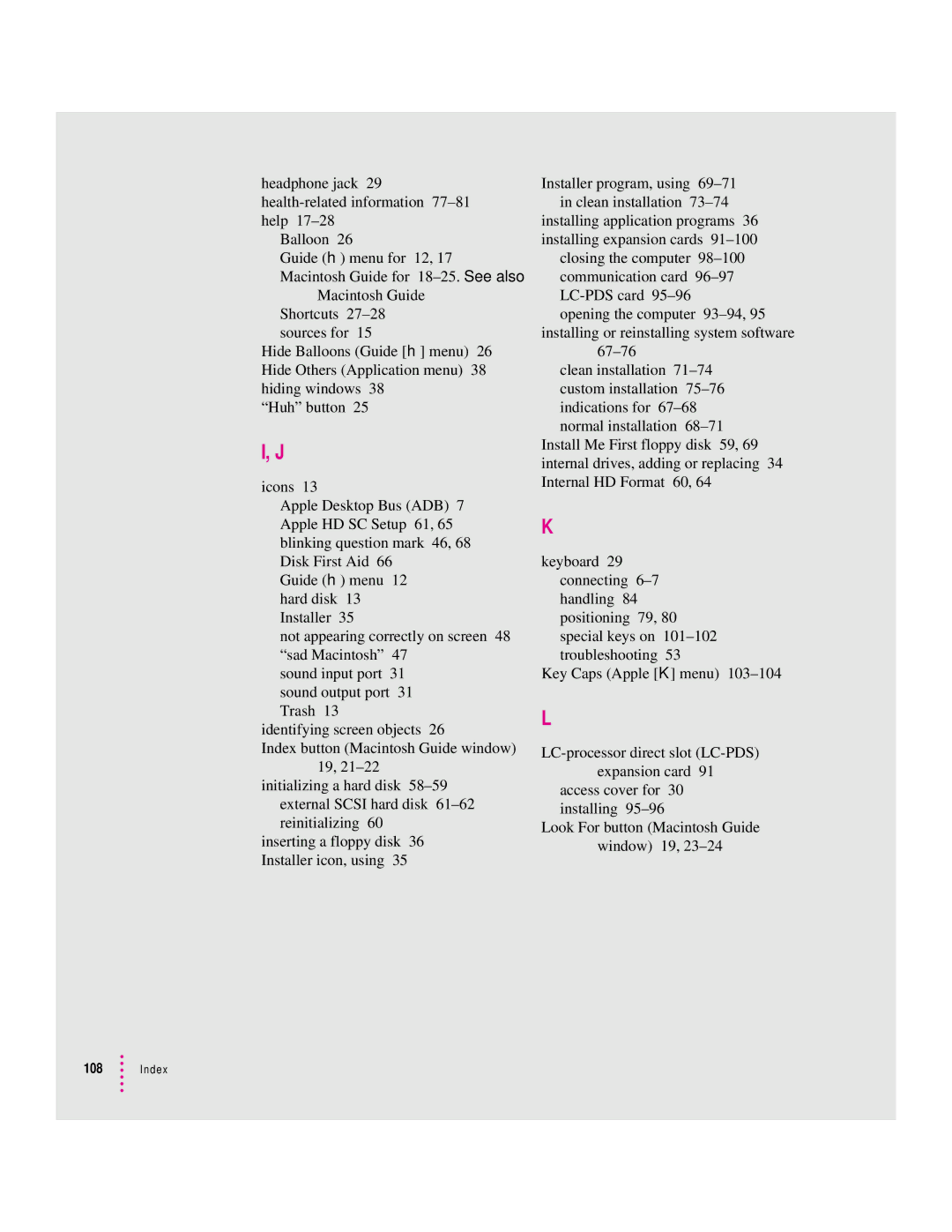 Apple 6200 series manual Index 