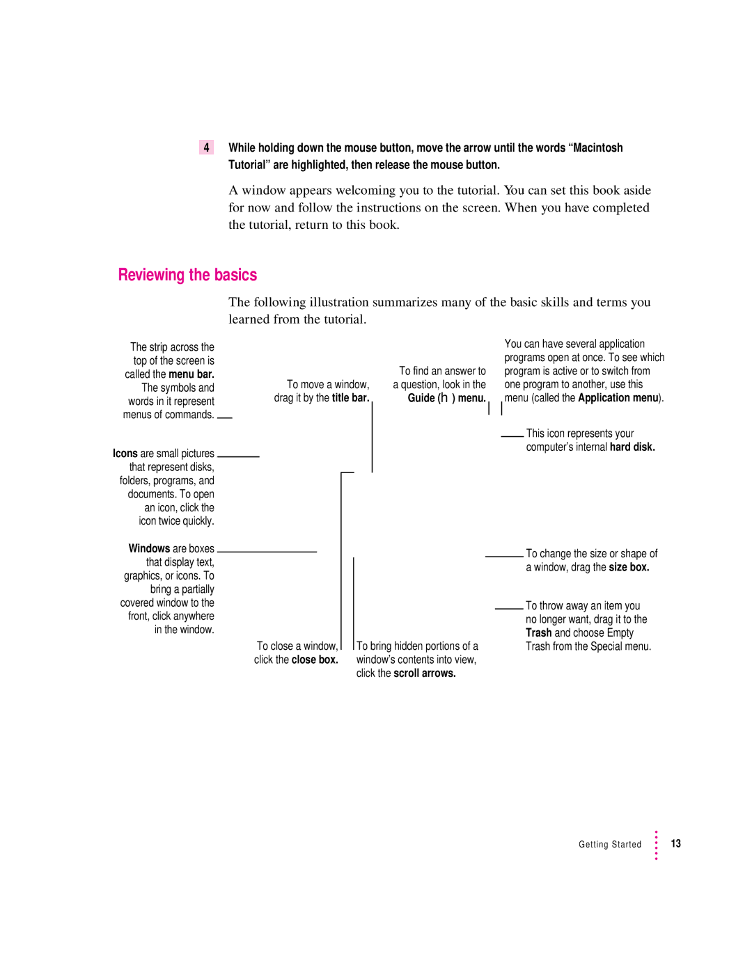 Apple 6200 series manual Reviewing the basics, Guide h menu 