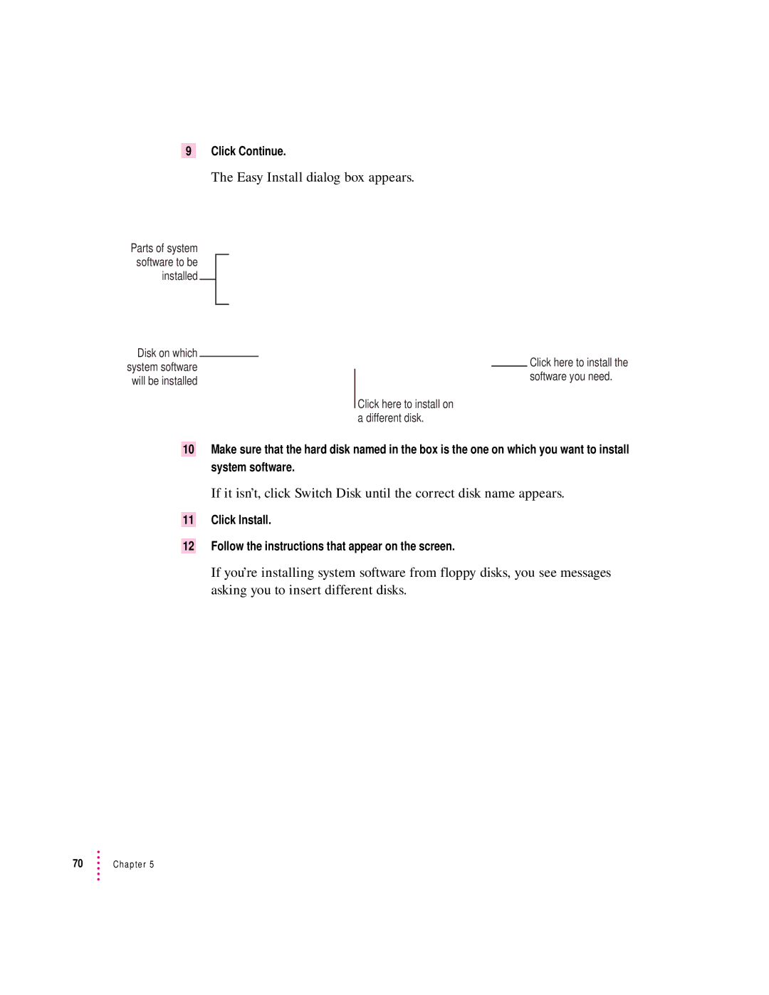 Apple 6200 series manual Easy Install dialog box appears, Click Continue 