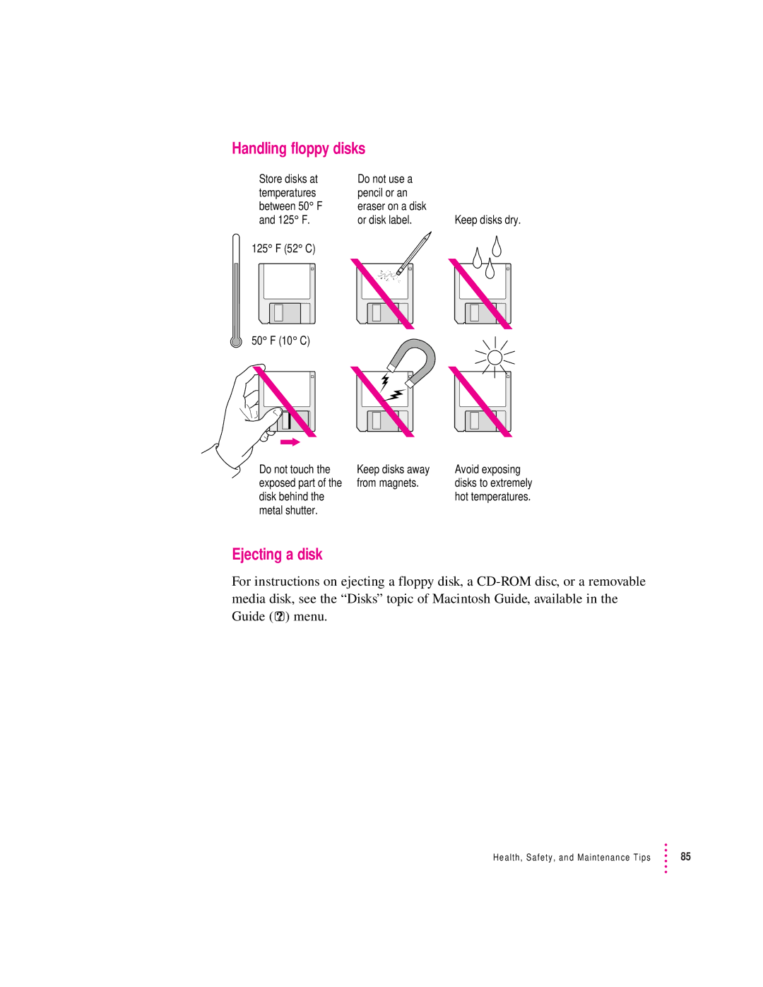 Apple 6200 series manual Handling floppy disks, Ejecting a disk 