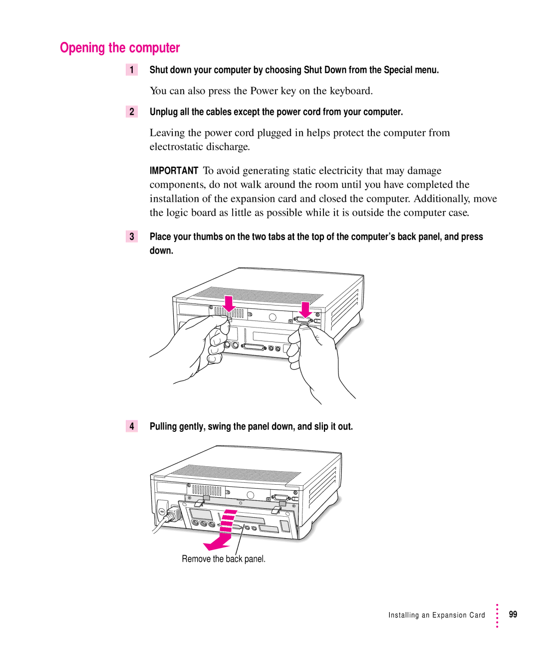 Apple 6300CD Series, 6200CD Series manual Opening the computer 