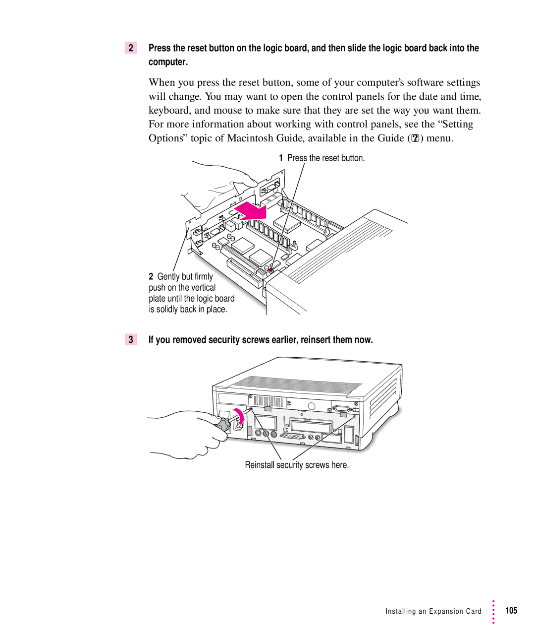 Apple 6300CD Series, 6200CD Series manual If you removed security screws earlier, reinsert them now 