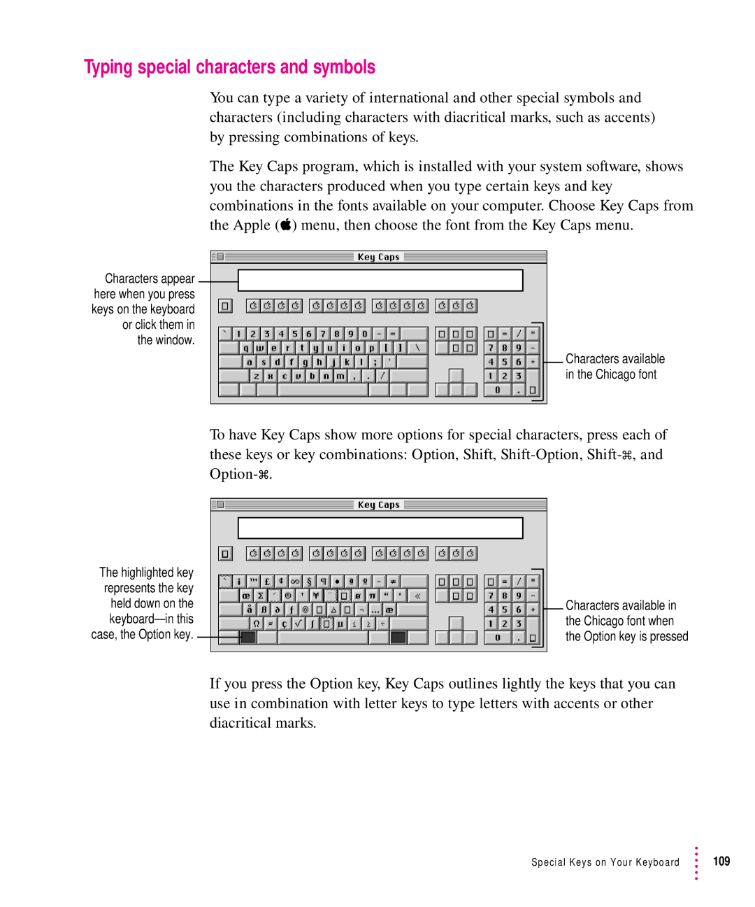 Apple 6300CD Series, 6200CD Series manual Typing special characters and symbols 