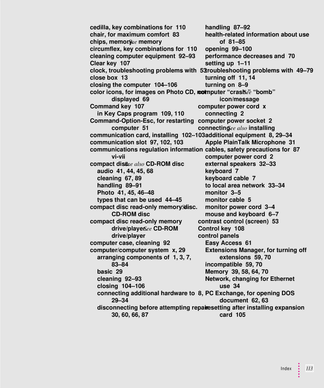 Apple 6300CD Series, 6200CD Series manual Index 