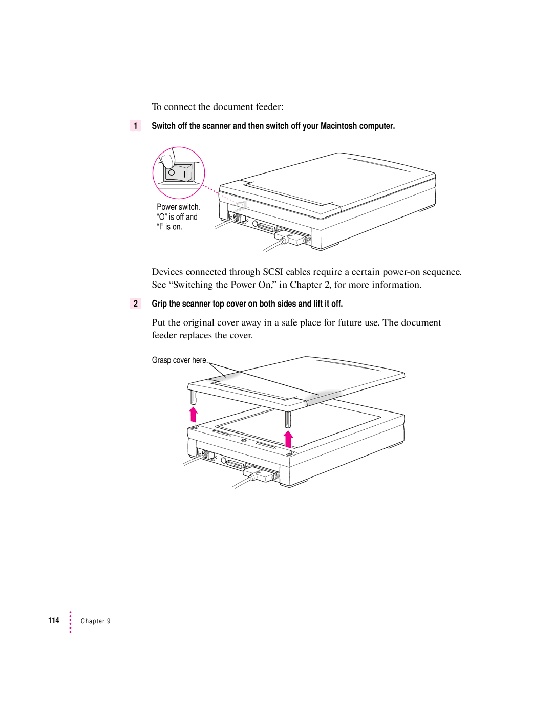 Apple 627, 1230 user manual To connect the document feeder 