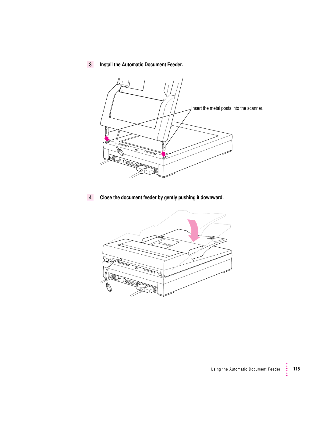 Apple 1230, 627 user manual Install the Automatic Document Feeder 