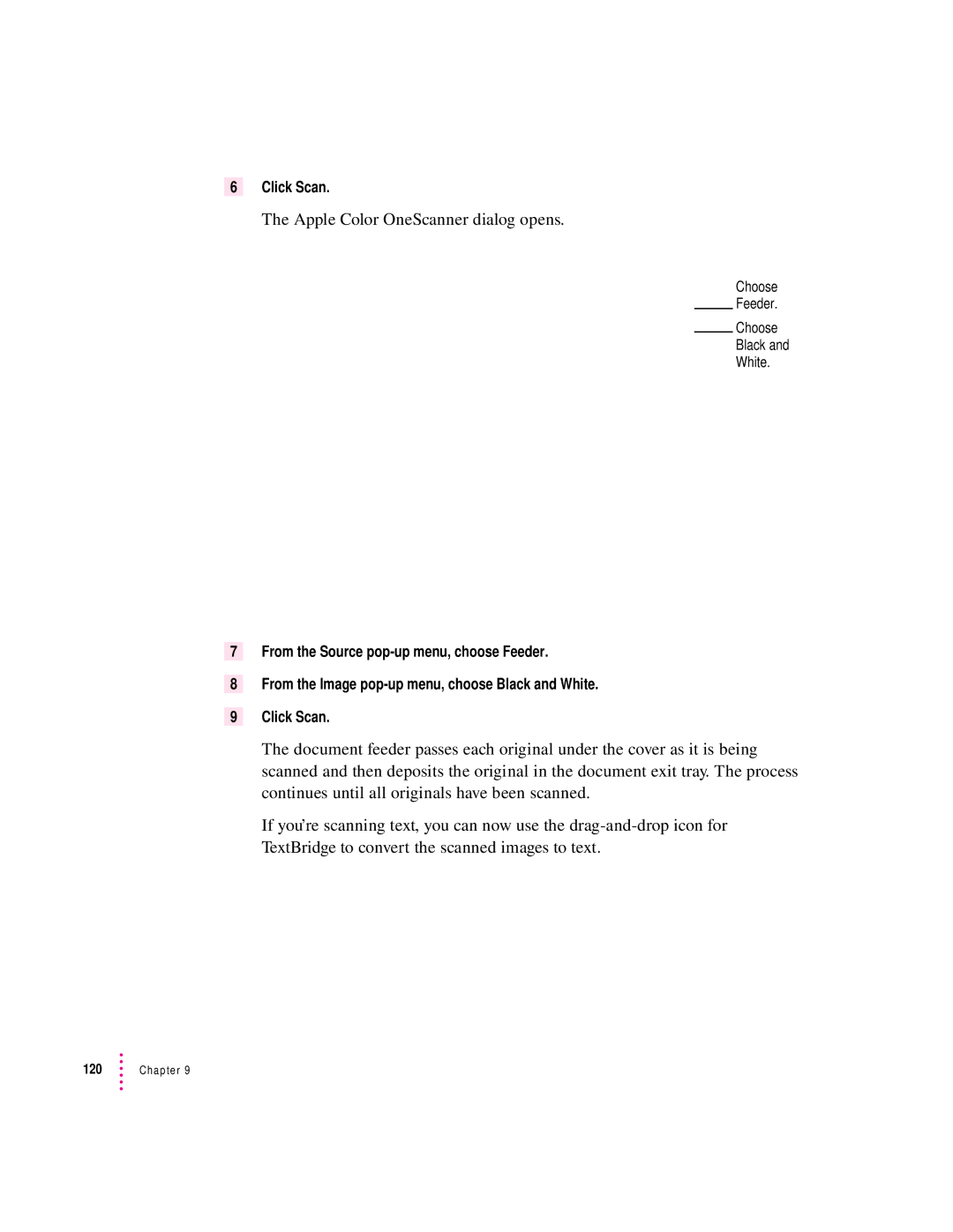 Apple 627, 1230 user manual Apple Color OneScanner dialog opens 