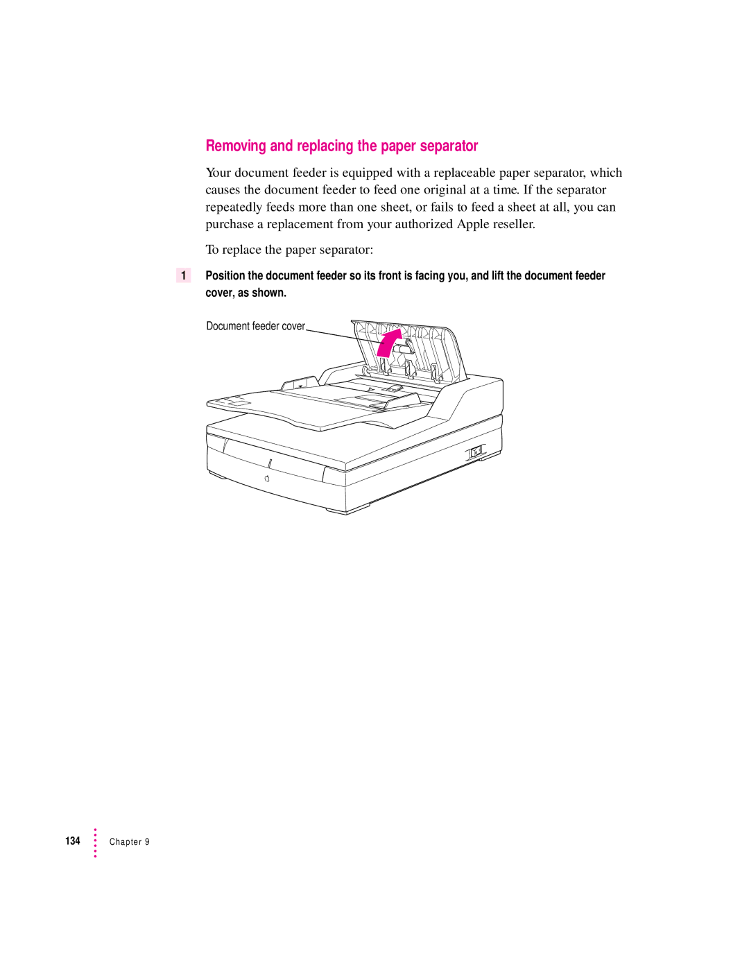 Apple 627, 1230 user manual Removing and replacing the paper separator 