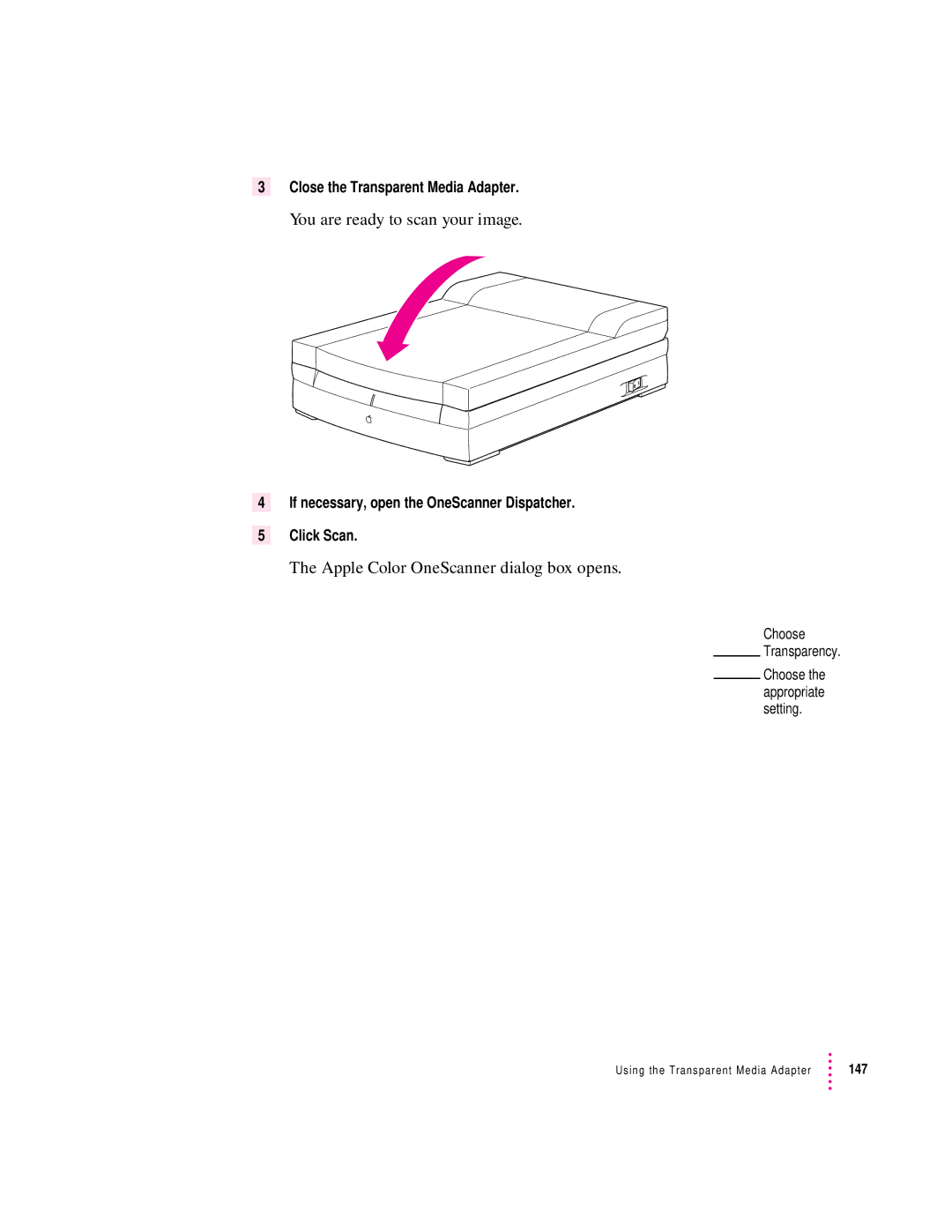 Apple 1230, 627 user manual You are ready to scan your image, Apple Color OneScanner dialog box opens 