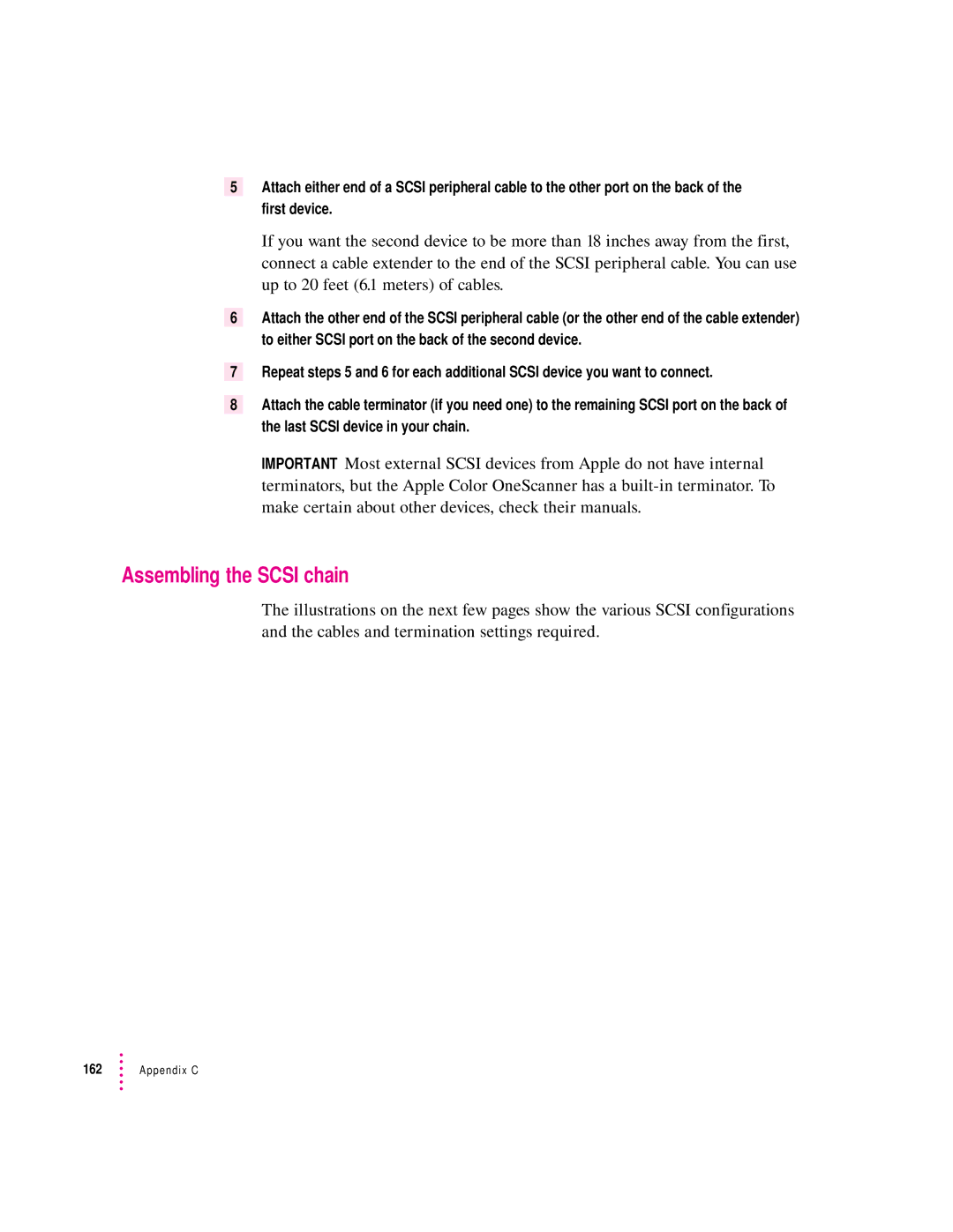 Apple 627, 1230 user manual Assembling the Scsi chain 