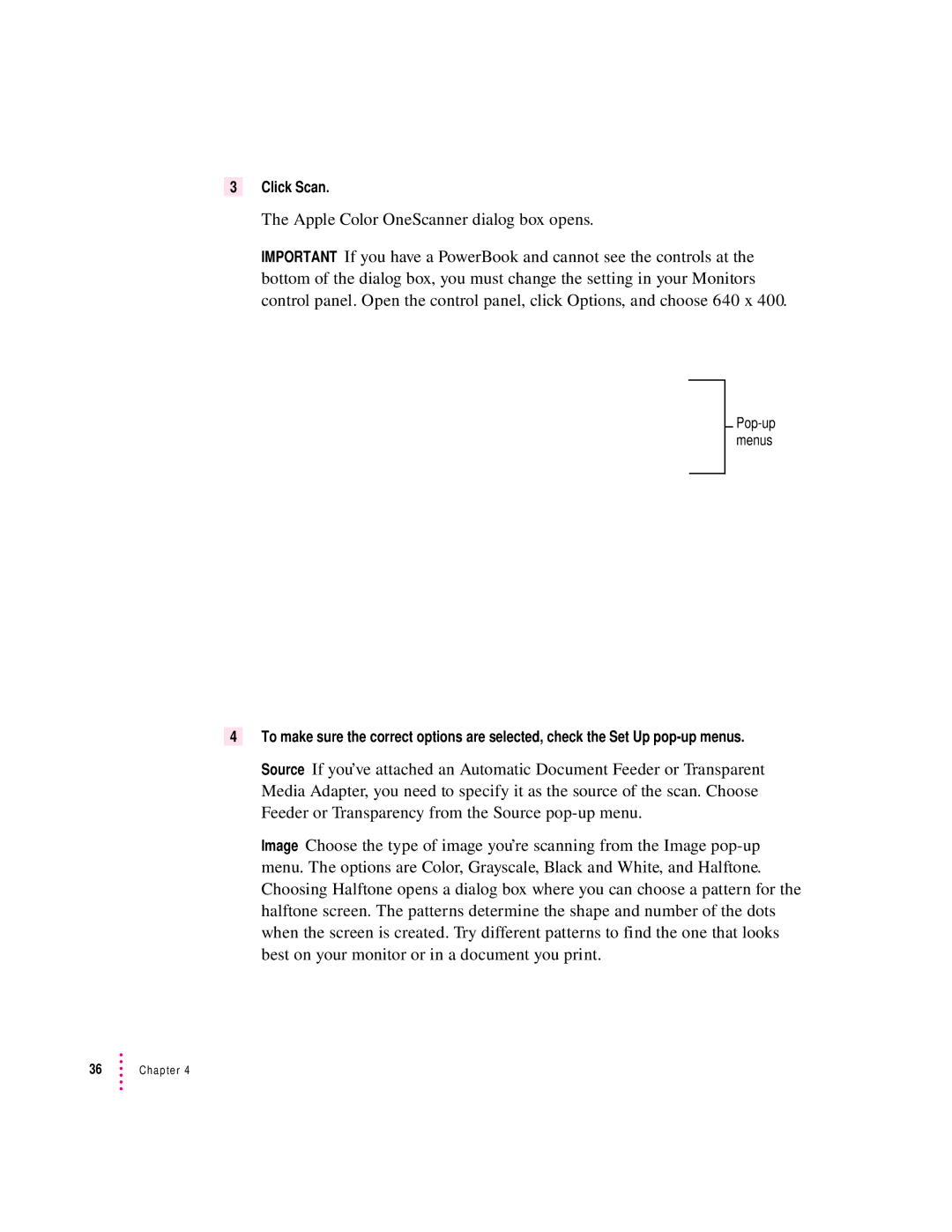 Apple 627, 1230 user manual Click Scan 