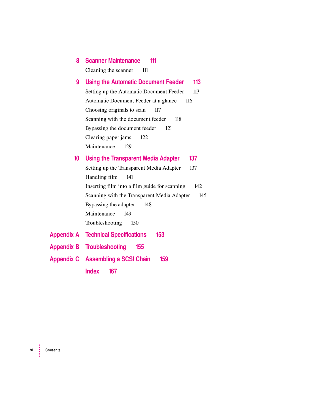 Apple 627, 1230 user manual 113, 137, 153, Troubleshooting, Index 167 